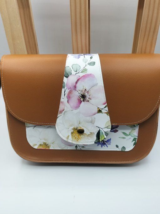 besace simili cuir beige 